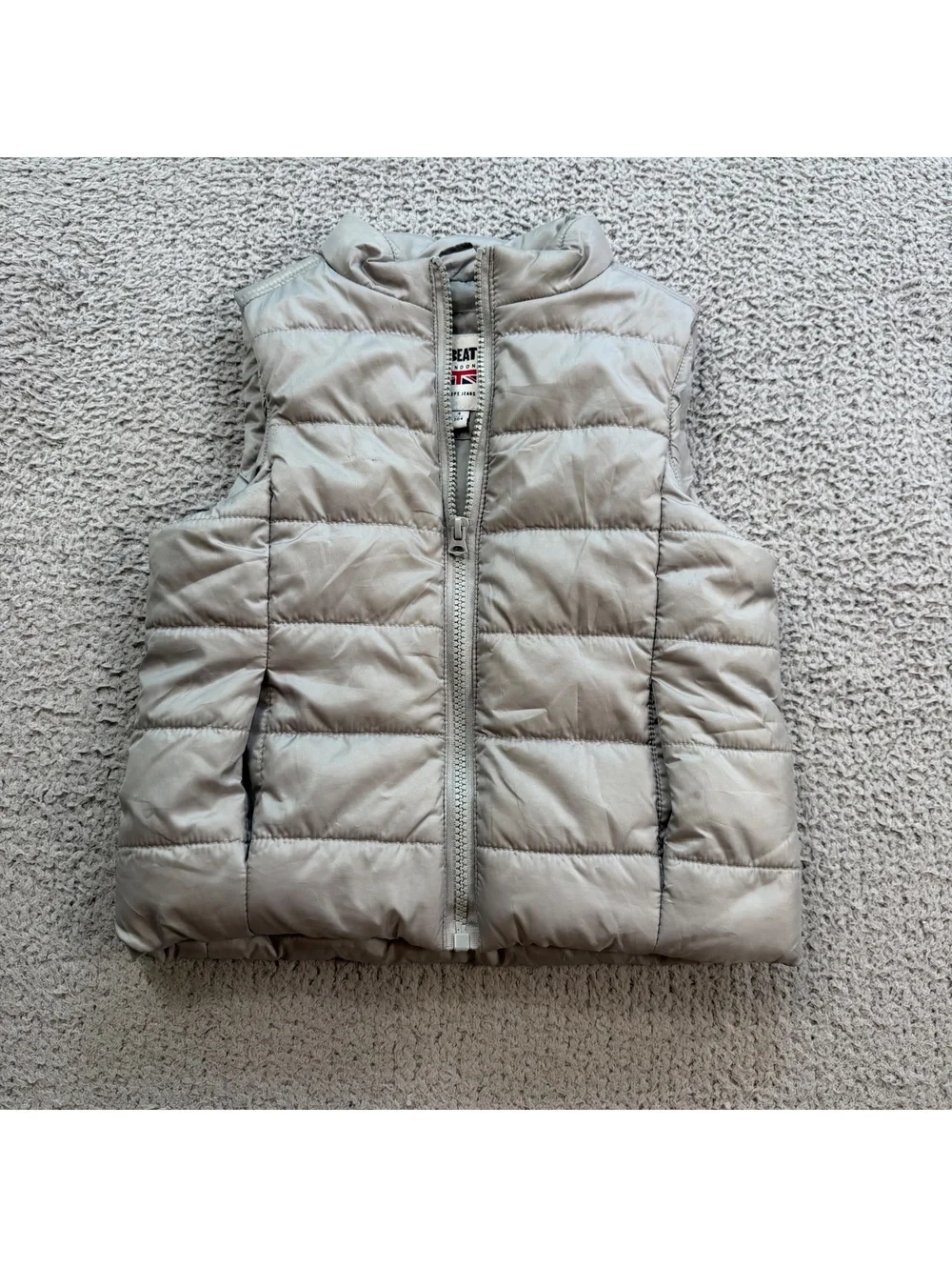 Beat London by Pepe Jeans Kids Puffer Vest Gray Size 4/104 Full Zip